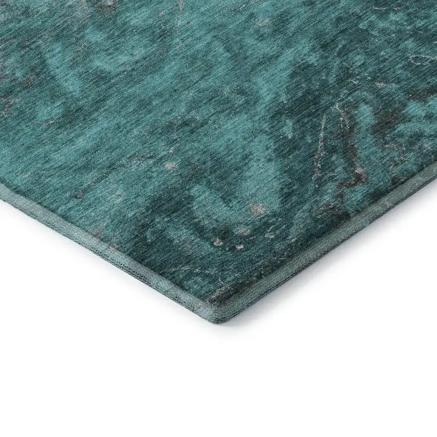 Teal Gray And Ivory Abstract Washable Area Rug With UV Protection Photo 8