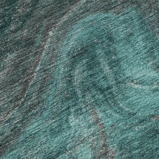 Teal Gray And Ivory Abstract Washable Area Rug With UV Protection Photo 3