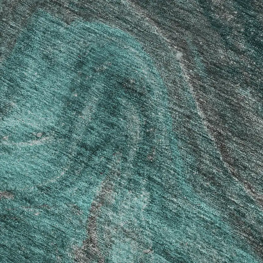 Teal Gray And Ivory Abstract Washable Area Rug With UV Protection Photo 4