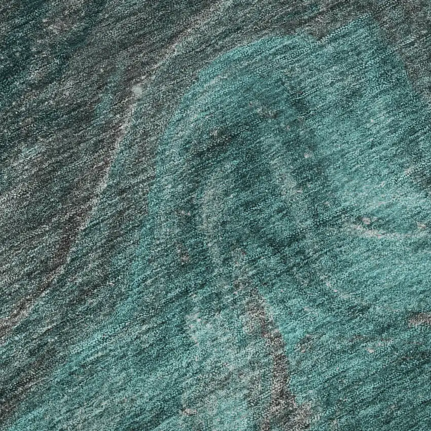 Teal Gray And Ivory Abstract Washable Area Rug With UV Protection Photo 3