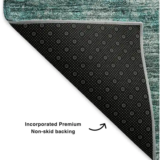Teal Gray And Ivory Abstract Washable Area Rug With UV Protection Photo 6