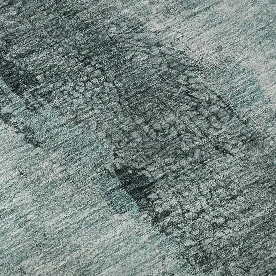 Teal Gray And Ivory Abstract Washable Area Rug With UV Protection Photo 8