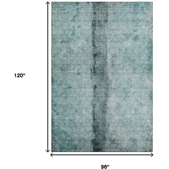 Teal Gray And Ivory Abstract Washable Area Rug With UV Protection Photo 9