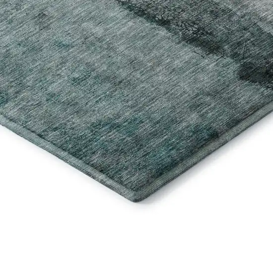 Teal Gray And Ivory Abstract Washable Area Rug With UV Protection Photo 6