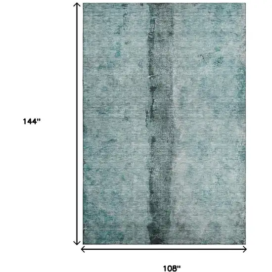 Teal Gray And Ivory Abstract Washable Area Rug With UV Protection Photo 9