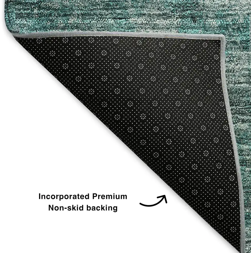 Teal Gray And Ivory Abstract Washable Area Rug With UV Protection Photo 5