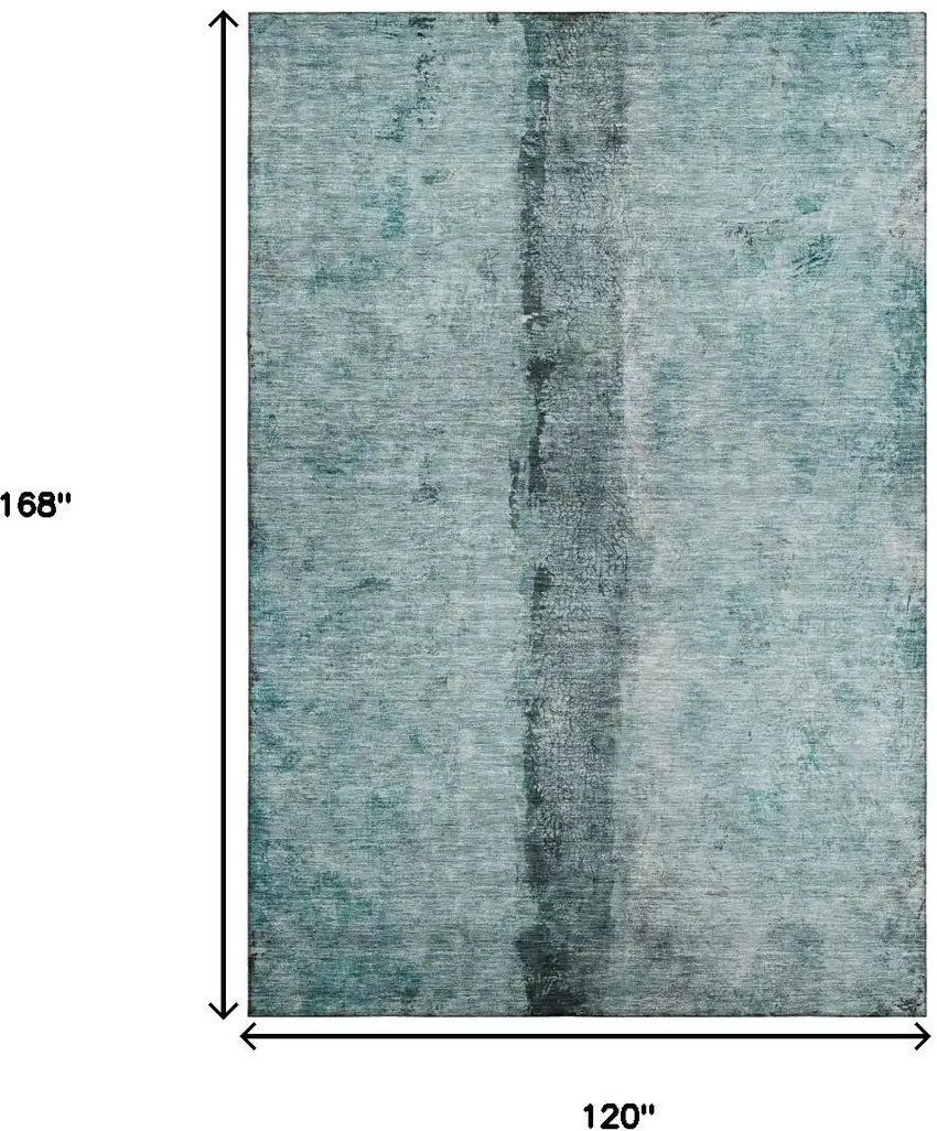 Teal Gray And Ivory Abstract Washable Area Rug With UV Protection Photo 9
