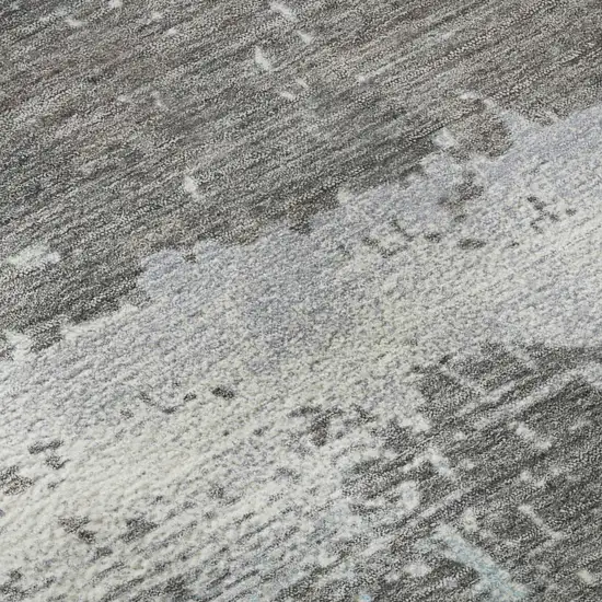 Teal Gray And Ivory Abstract Washable Area Rug With UV Protection Photo 9