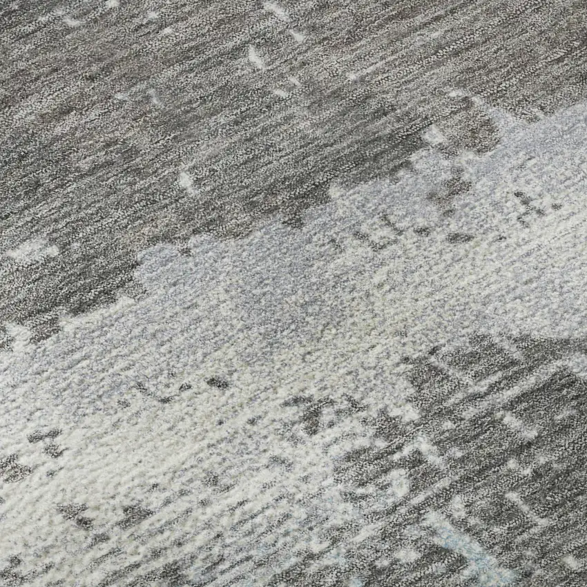 Teal Gray And Ivory Abstract Washable Area Rug With UV Protection Photo 9