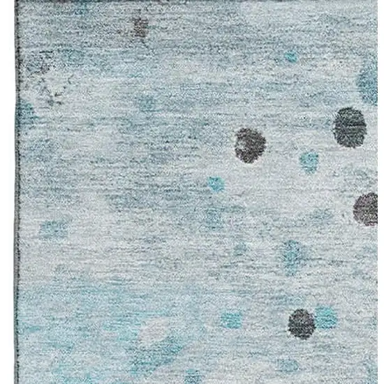 Teal Gray And Ivory Abstract Washable Area Rug With UV Protection Photo 3