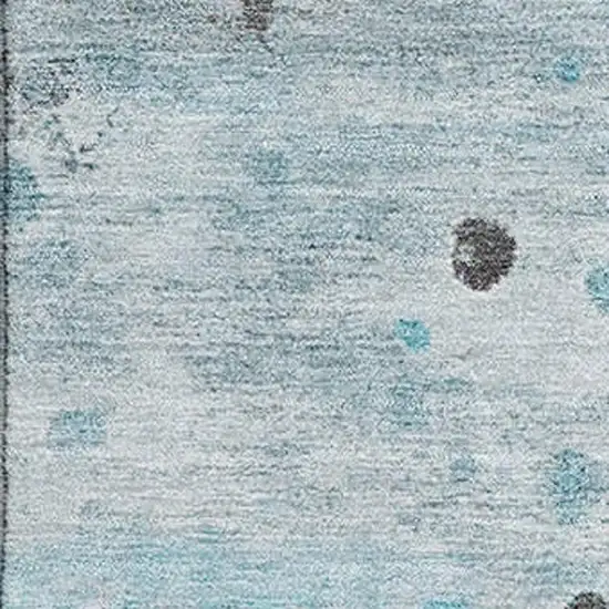 Teal Gray And Ivory Abstract Washable Area Rug With UV Protection Photo 3