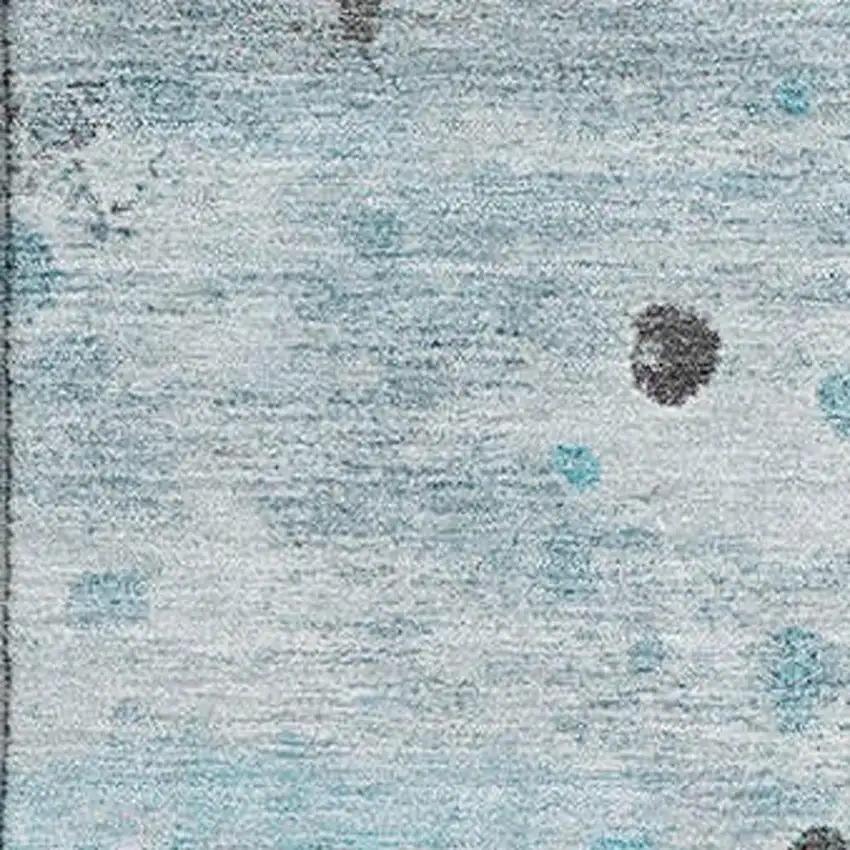 Teal Gray And Ivory Abstract Washable Area Rug With UV Protection Photo 3