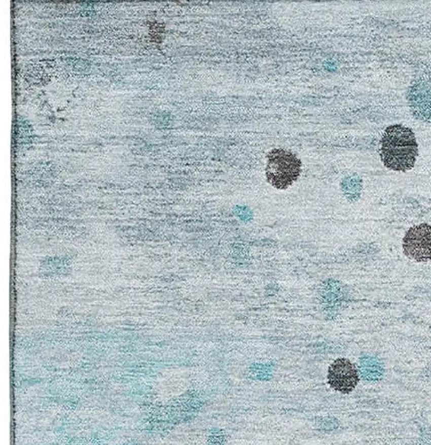 Teal Gray And Ivory Abstract Washable Area Rug With UV Protection Photo 4