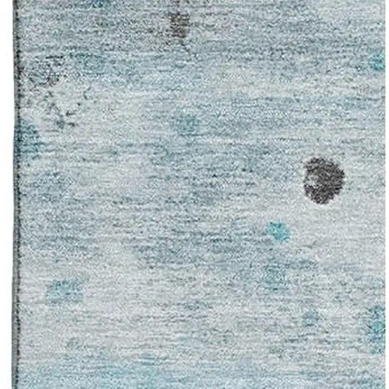 Teal Gray And Ivory Abstract Washable Area Rug With UV Protection Photo 3