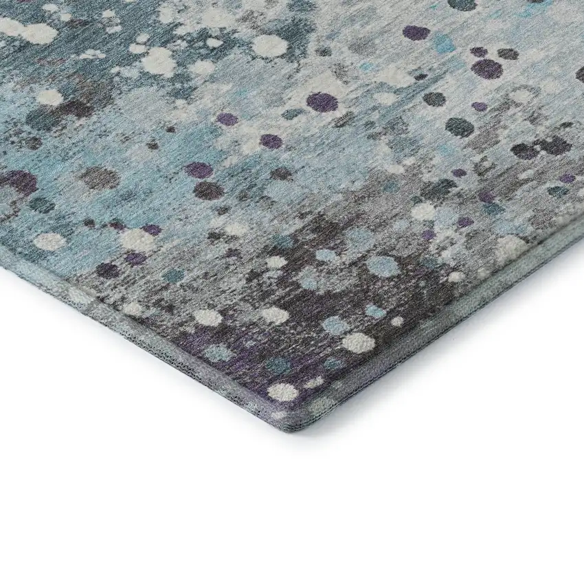 Teal Gray And Ivory Abstract Washable Area Rug With UV Protection Photo 8