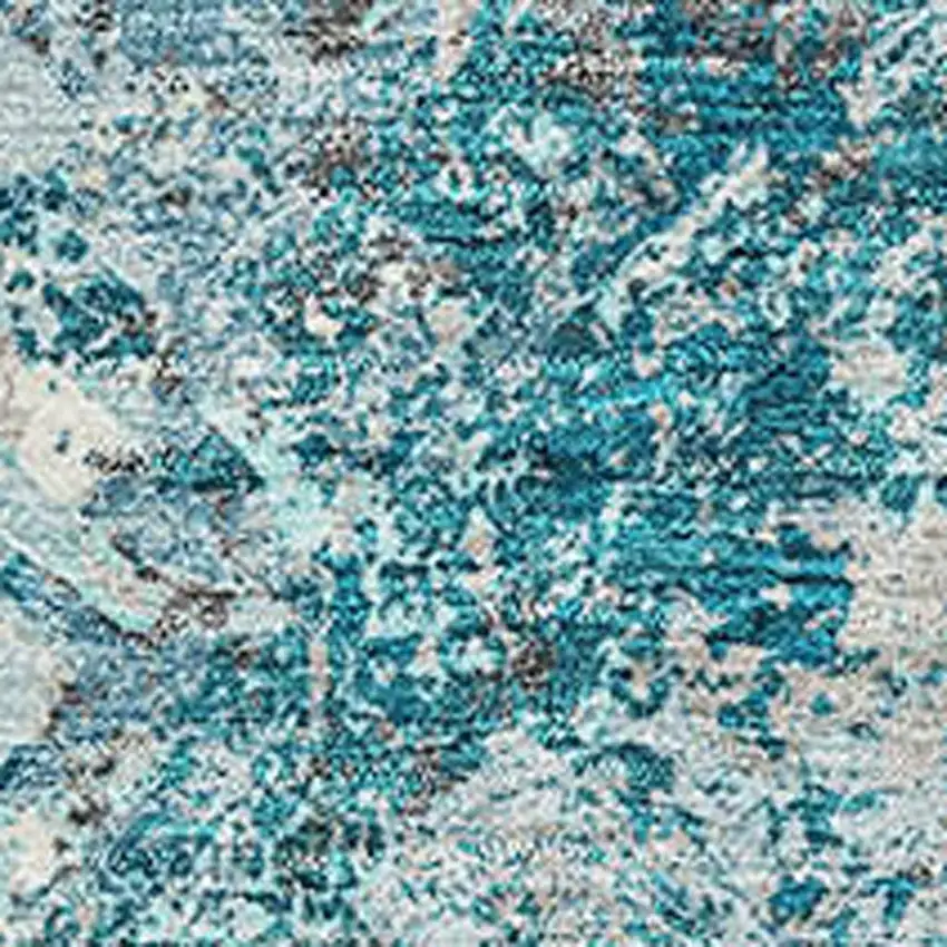 Teal Gray And Ivory Diamond Washable Area Rug With UV Protection Photo 3