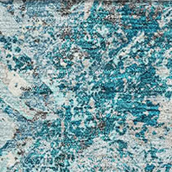 Teal Gray And Ivory Diamond Washable Area Rug With UV Protection Photo 3