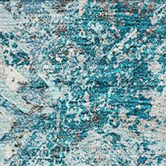 Teal Gray And Ivory Diamond Washable Area Rug With UV Protection Photo 3