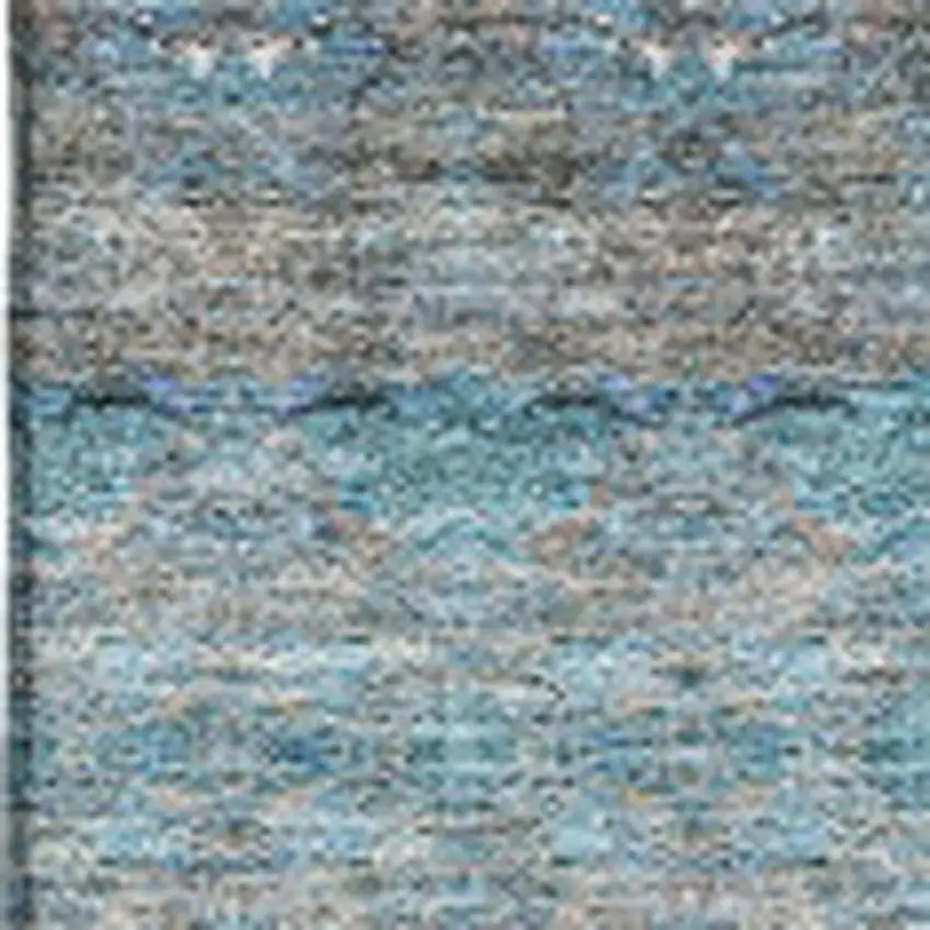 Teal Gray And Ivory Floral Medallion Washable Area Rug With UV Protection Photo 2