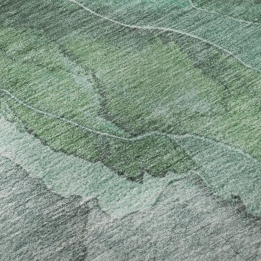 Teal Gray And Ivory Floral Washable Area Rug With UV Protection Photo 9