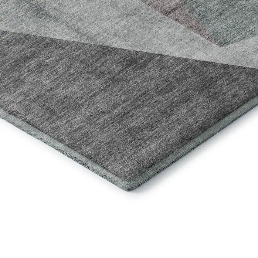 Teal Gray And Ivory Geometric Washable Area Rug With UV Protection Photo 9