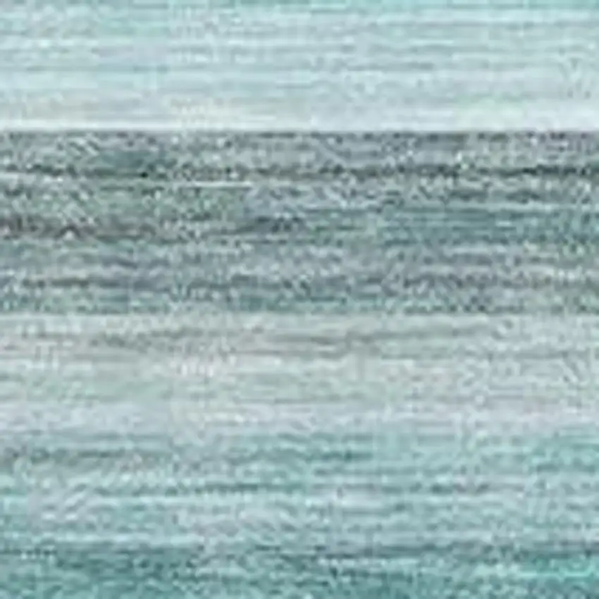 Teal Gray And Ivory Striped Washable Area Rug With UV Protection Photo 4
