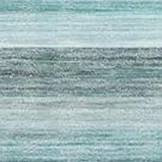 Teal Gray And Ivory Striped Washable Area Rug With UV Protection Photo 4
