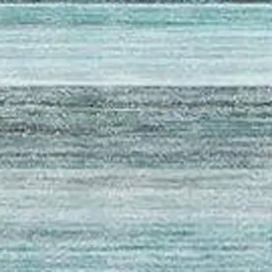 Teal Gray And Ivory Striped Washable Area Rug With UV Protection Photo 4