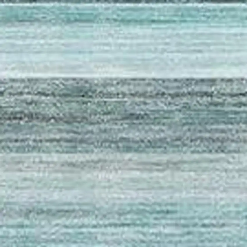 Teal Gray And Ivory Striped Washable Area Rug With UV Protection Photo 4