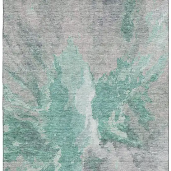 Teal Gray And Lavender Abstract Washable Area Rug With UV Protection Photo 3