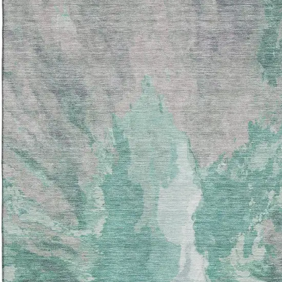 Teal Gray And Lavender Abstract Washable Area Rug With UV Protection Photo 2