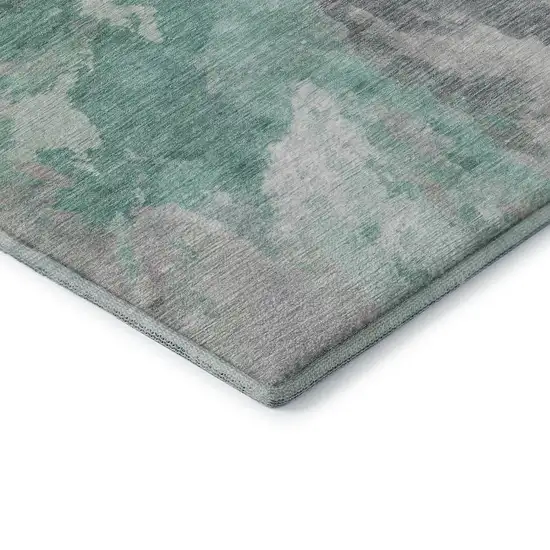 Teal Gray And Lavender Abstract Washable Area Rug With UV Protection Photo 7