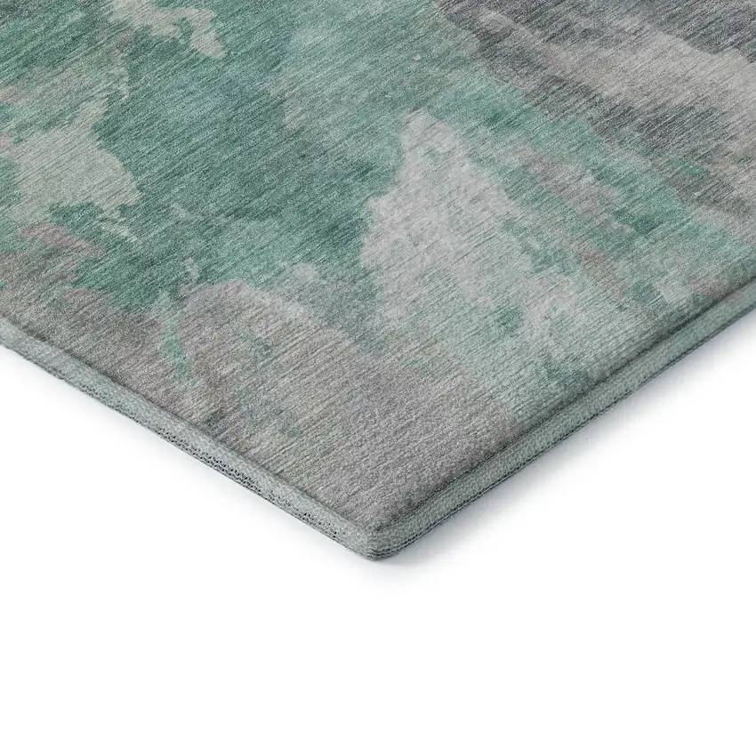 Teal Gray And Lavender Abstract Washable Area Rug With UV Protection Photo 7