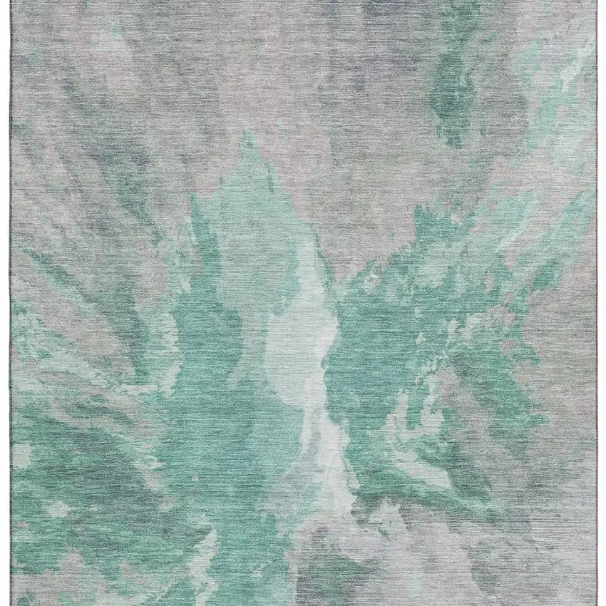 Teal Gray And Lavender Abstract Washable Area Rug With UV Protection Photo 2