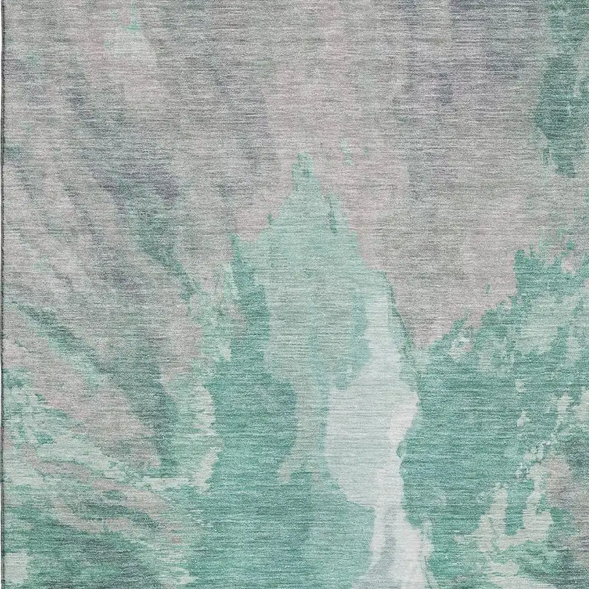 Teal Gray And Lavender Abstract Washable Area Rug With UV Protection Photo 2