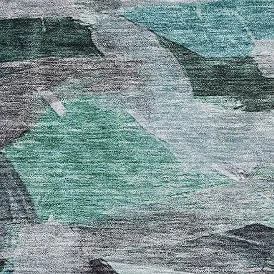 Teal Gray And Rust Abstract Washable Area Rug With UV Protection Photo 3