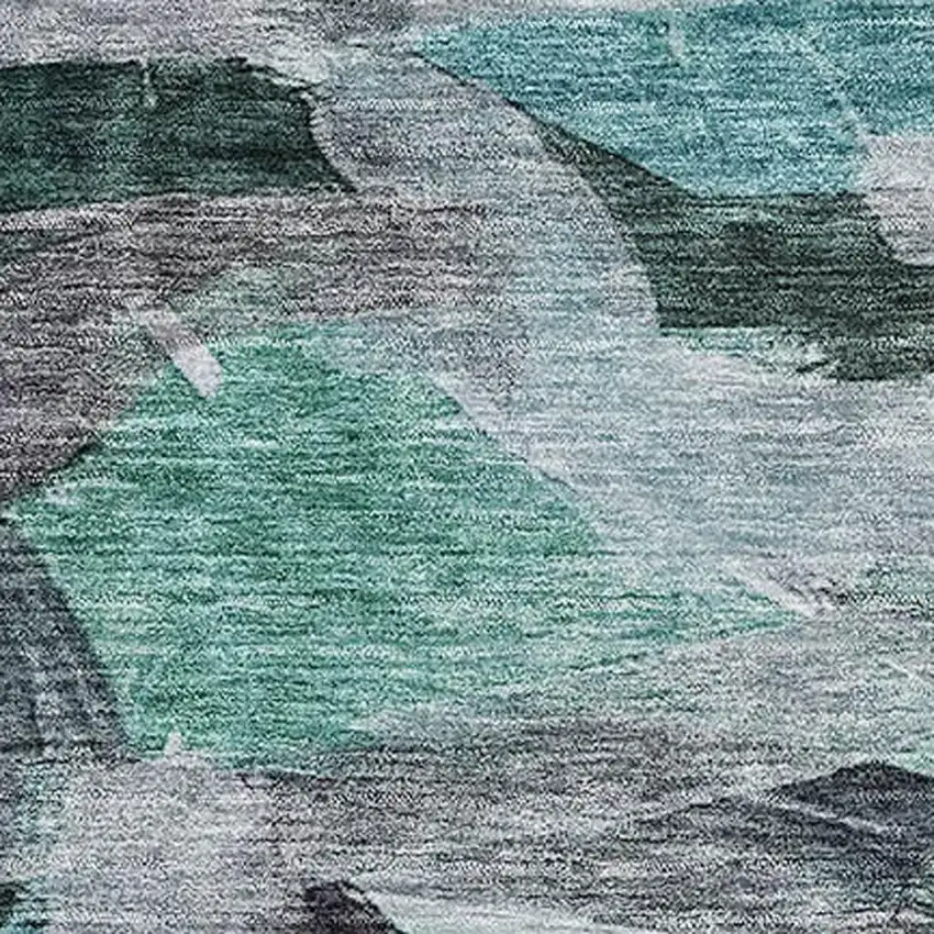 Teal Gray And Rust Abstract Washable Area Rug With UV Protection Photo 3