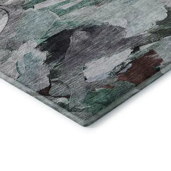 Teal Gray And Rust Abstract Washable Area Rug With UV Protection Photo 8