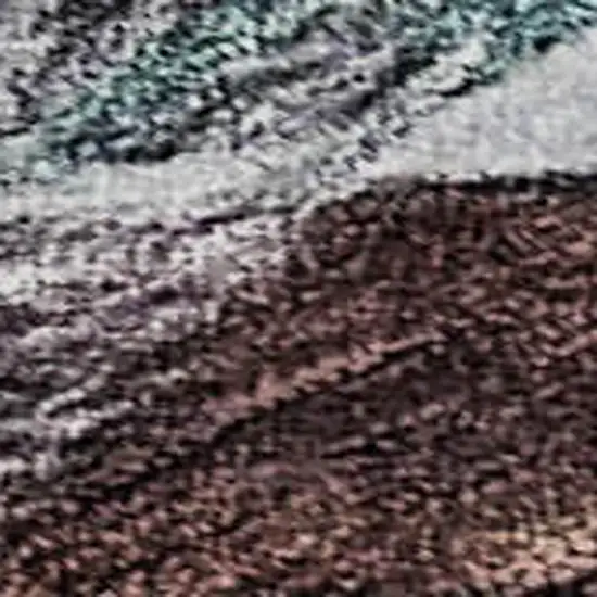 Teal Gray And Rust Abstract Washable Area Rug With UV Protection Photo 2