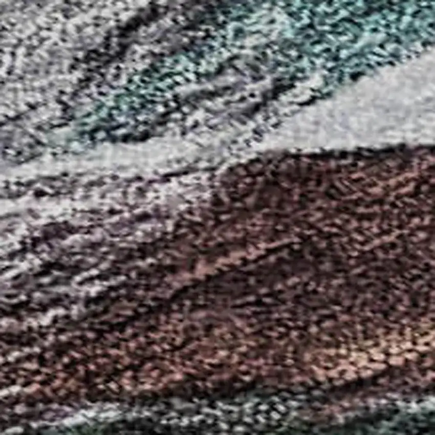 Teal Gray And Rust Abstract Washable Area Rug With UV Protection Photo 2