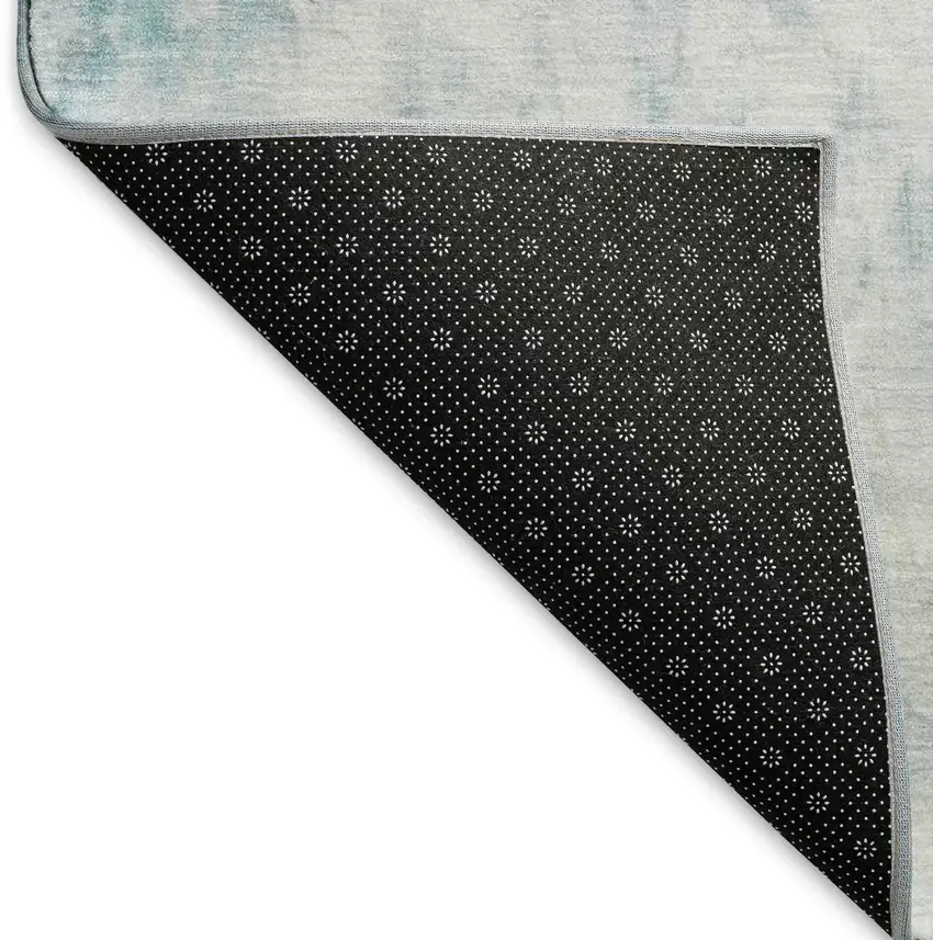 Teal Gray And Silver Abstract Washable Area Rug With UV Protection Photo 4