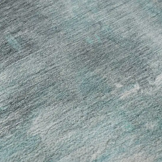 Teal Gray And Silver Abstract Washable Area Rug With UV Protection Photo 7