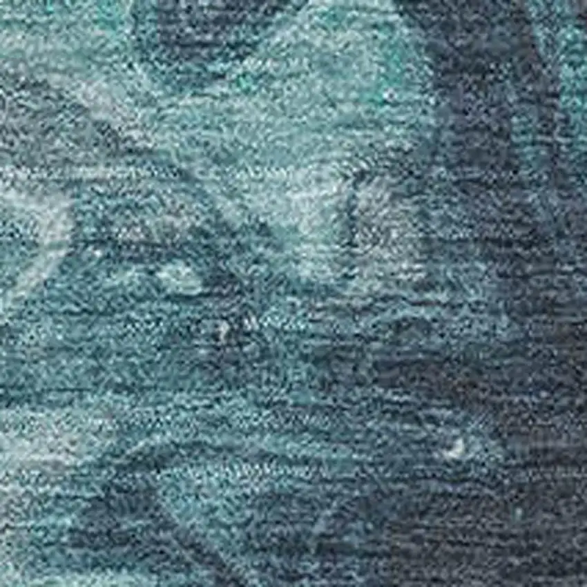 Teal Gray And Silver Abstract Washable Area Rug With UV Protection Photo 3