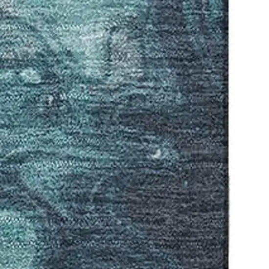 Teal Gray And Silver Abstract Washable Area Rug With UV Protection Photo 2