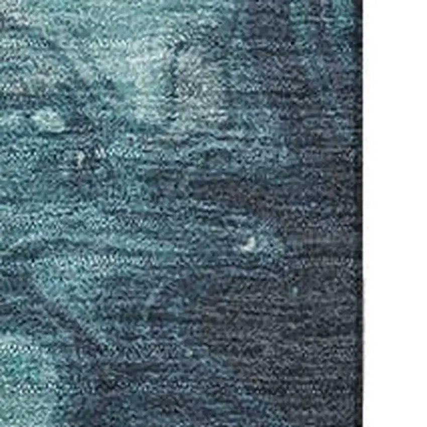 Teal Gray And Silver Abstract Washable Area Rug With UV Protection Photo 2