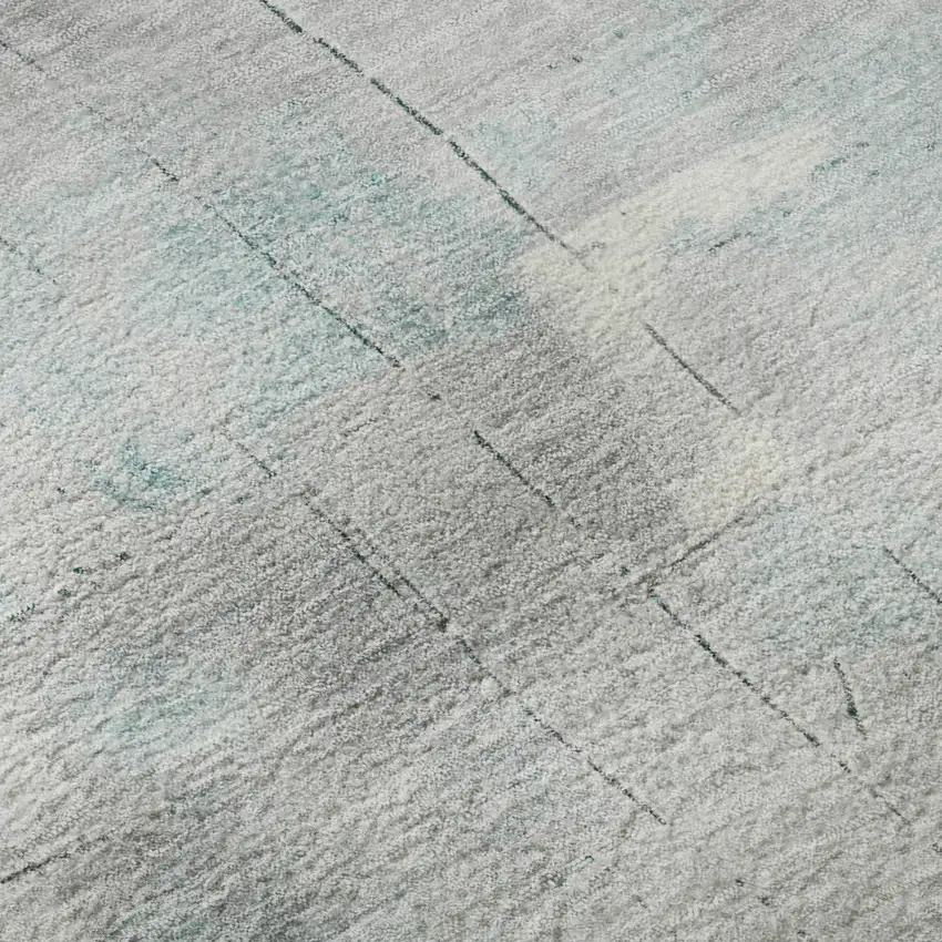 Teal Gray And Silver Abstract Washable Area Rug With UV Protection Photo 9