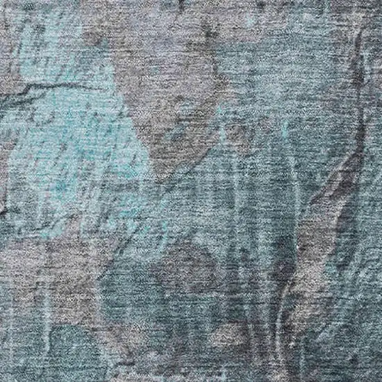 Teal Gray And Silver Abstract Washable Area Rug With UV Protection Photo 2
