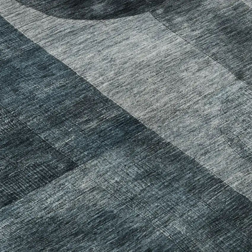 Teal Gray And Silver Geometric Washable Area Rug With UV Protection Photo 9