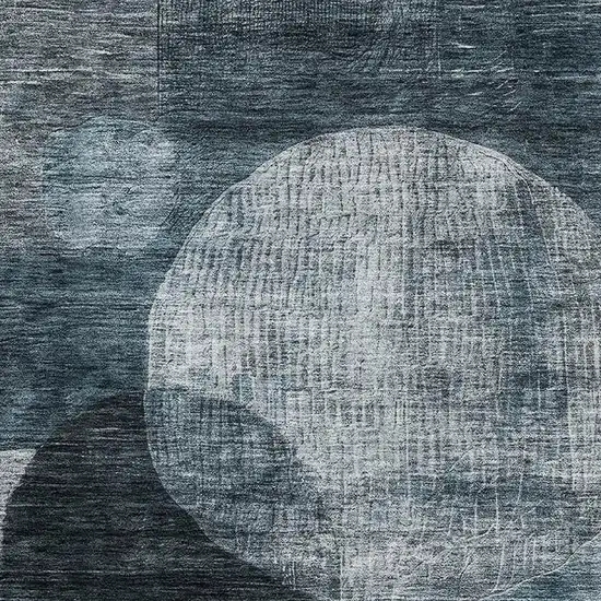 Teal Gray And Silver Geometric Washable Area Rug With UV Protection Photo 2