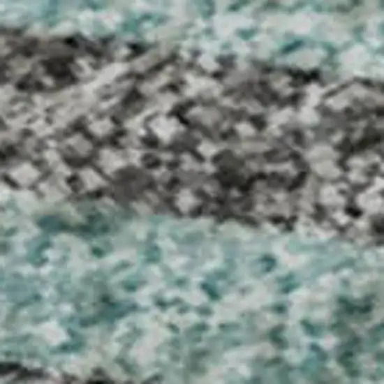 Teal Gray And Silver Striped Washable Area Rug With UV Protection Photo 2